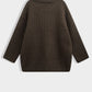 Oversize-Strickpullover mit Rundhalsausschnitt Dunkelbraun