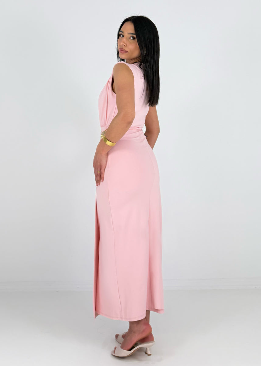 Kleid mit Drapierung und Metall-Detail