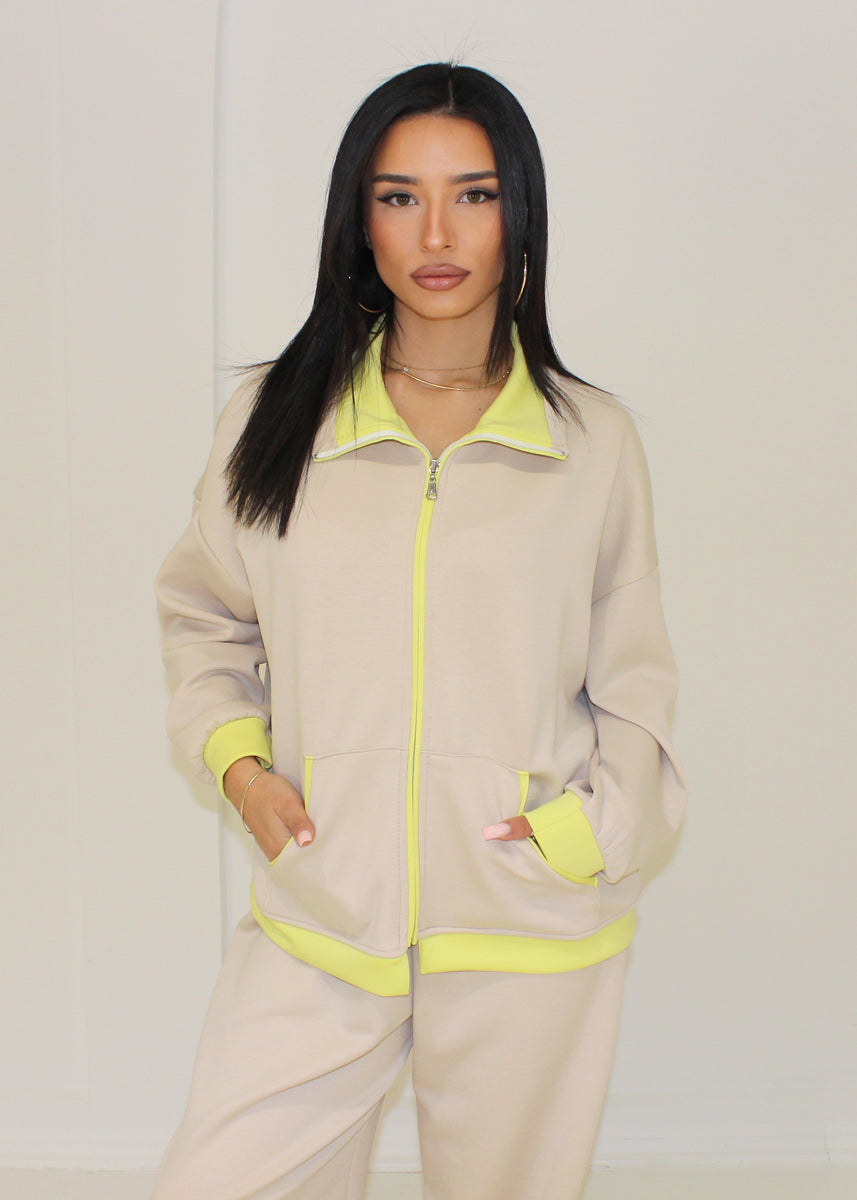 Sweat-Set Damen mit Zipjacke und weiter Hose