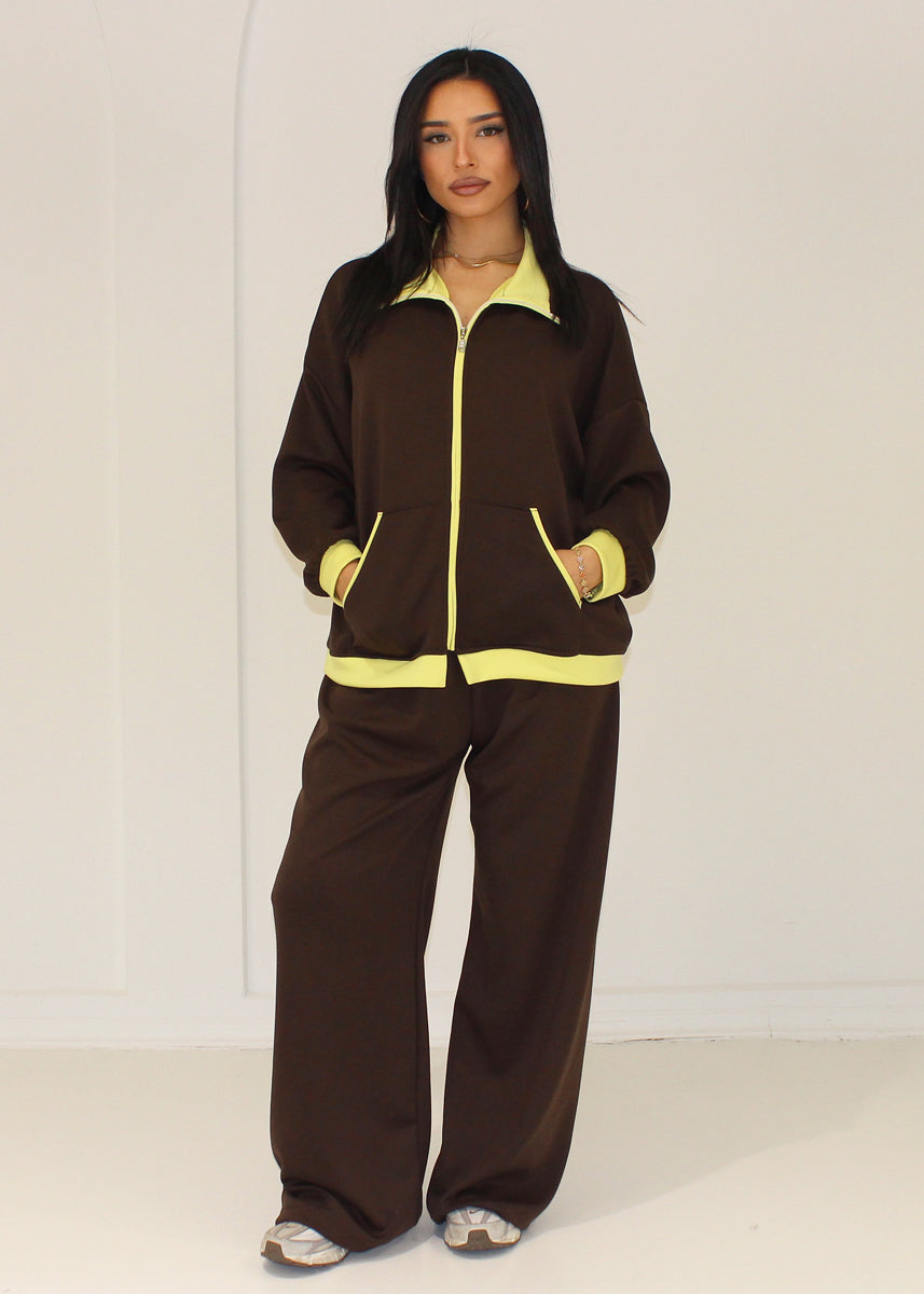 Sweat-Set Damen mit Zipjacke und weiter Hose