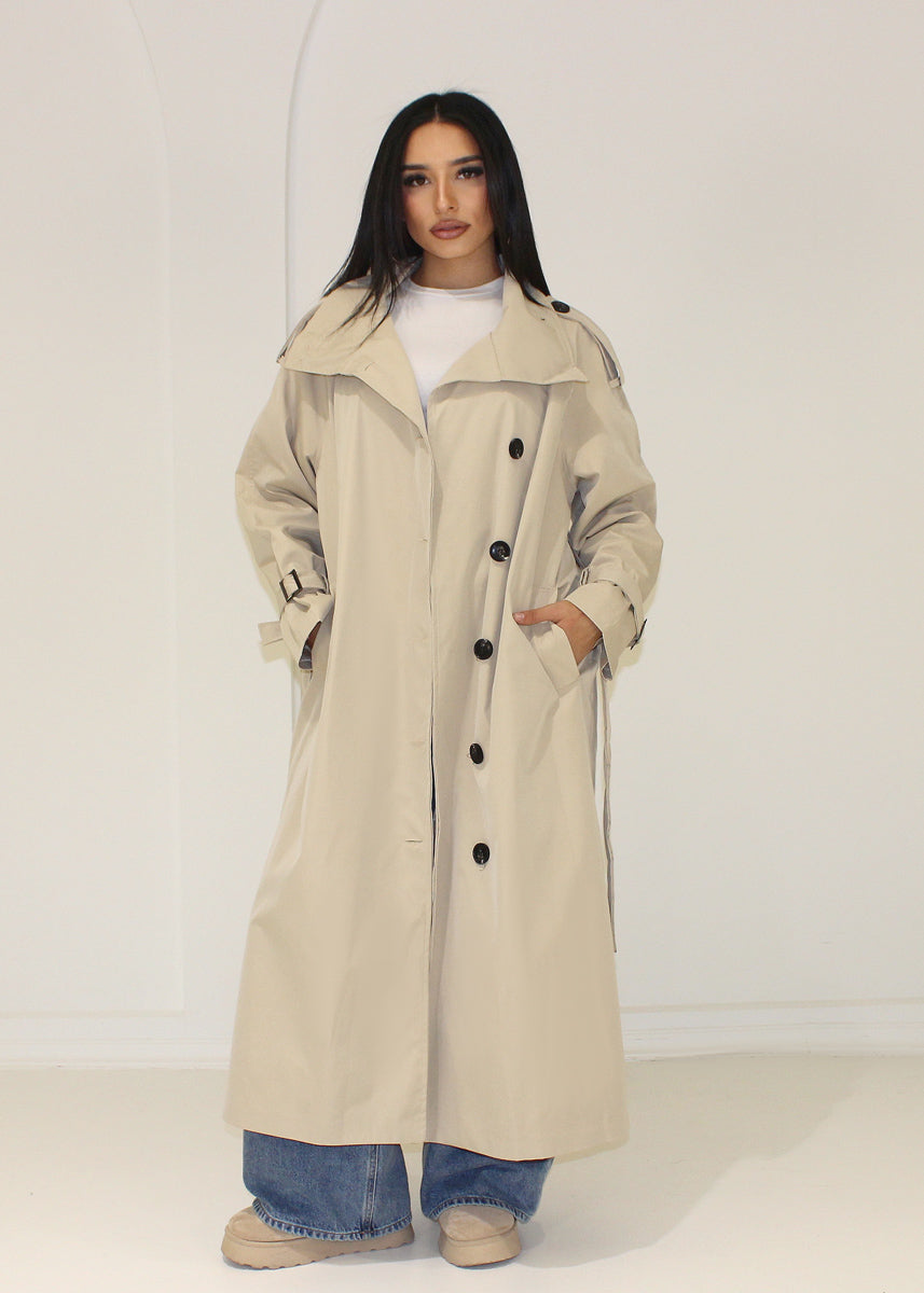 Langer Trenchcoat Stehkragen