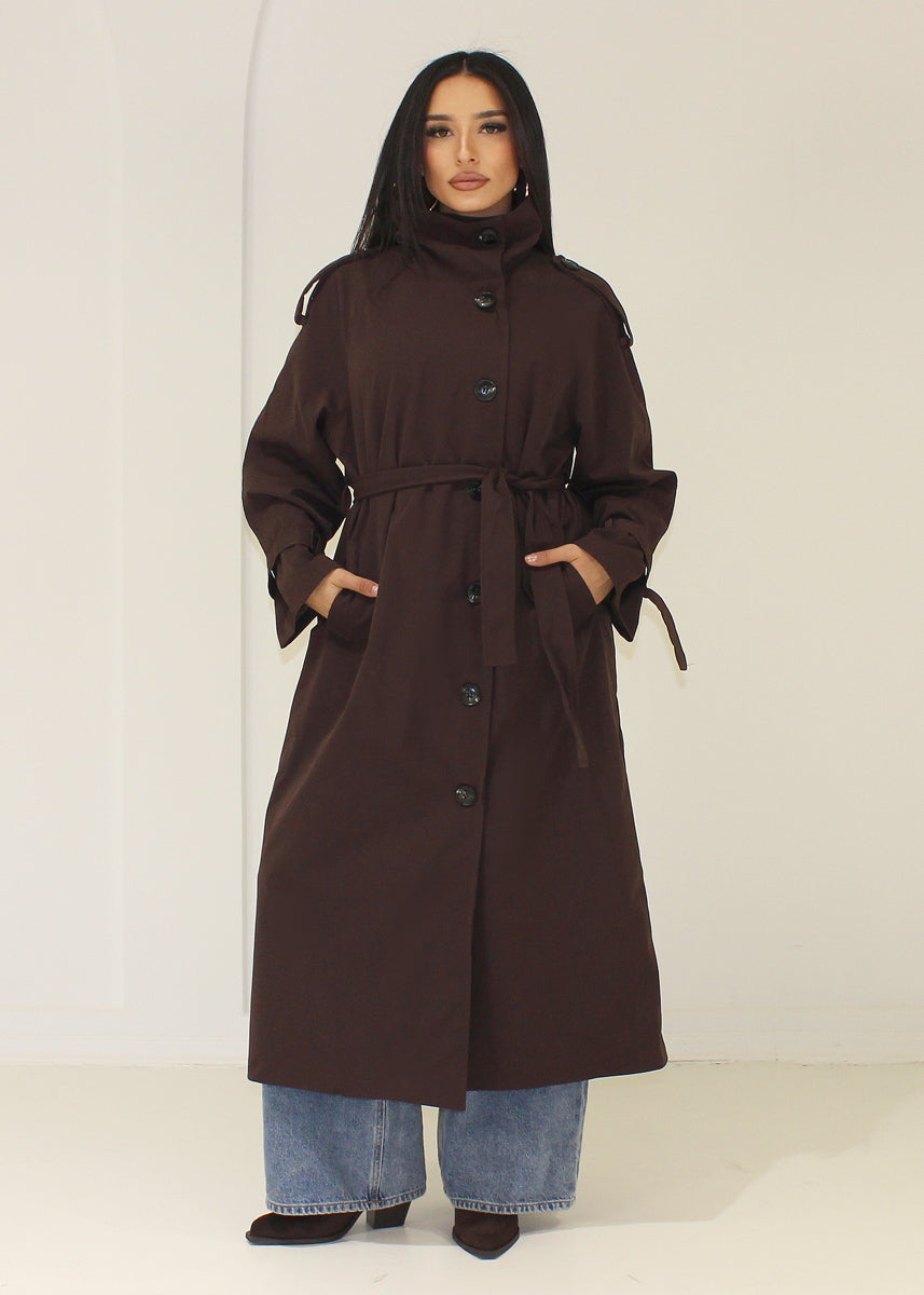 Langer Trenchcoat Stehkragen