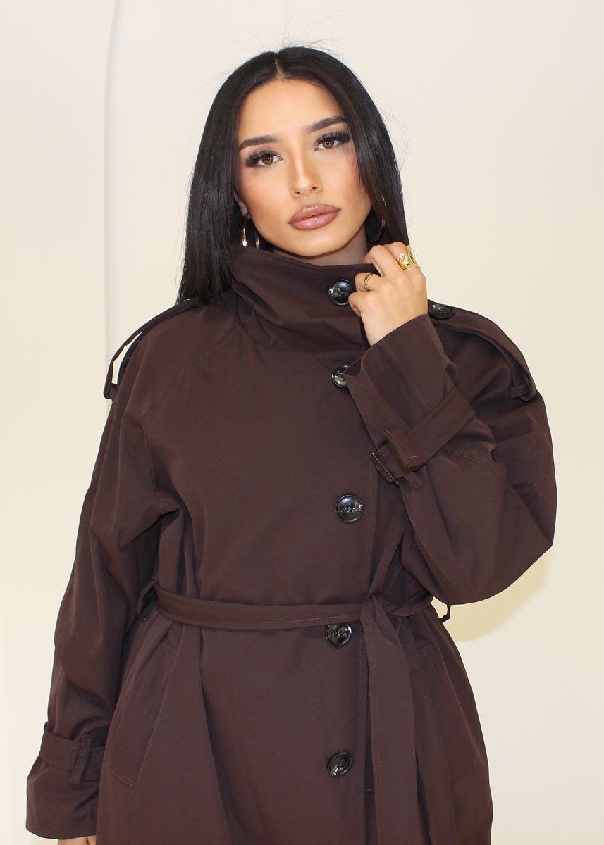 Langer Trenchcoat Stehkragen
