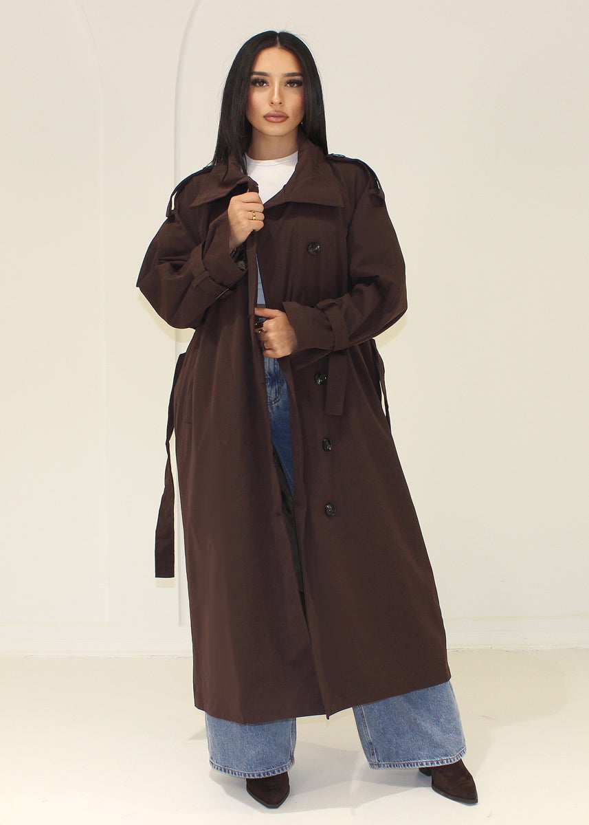Langer Trenchcoat Stehkragen
