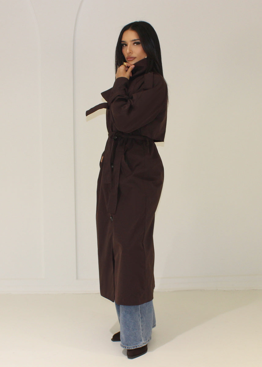 Langer Trenchcoat Stehkragen