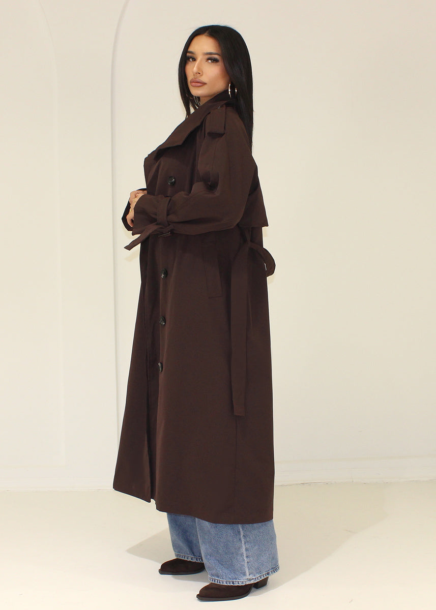 Langer Trenchcoat Stehkragen