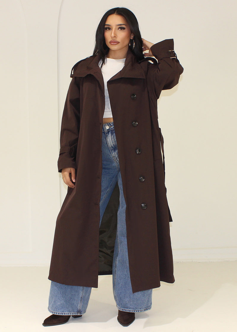 Langer Trenchcoat Stehkragen