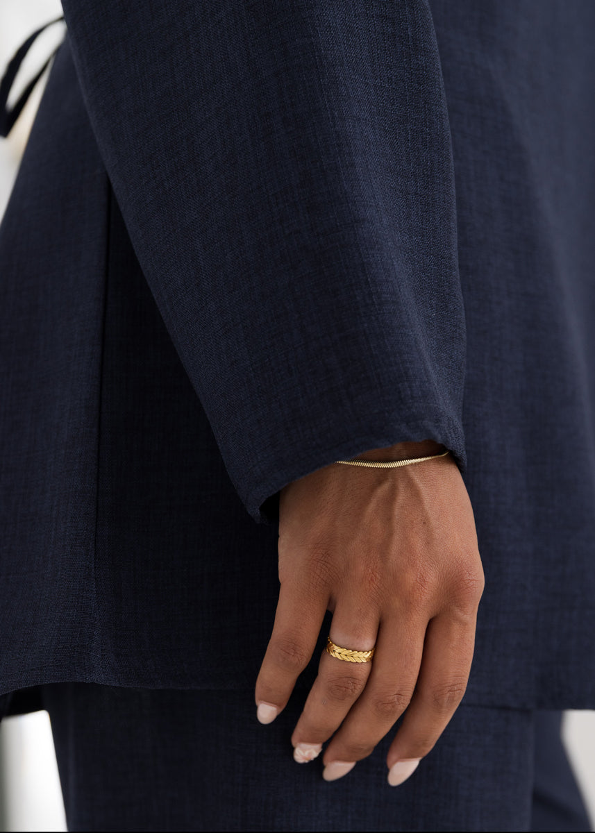 Set mit Bindeband & Goldknopf Dunkelblau