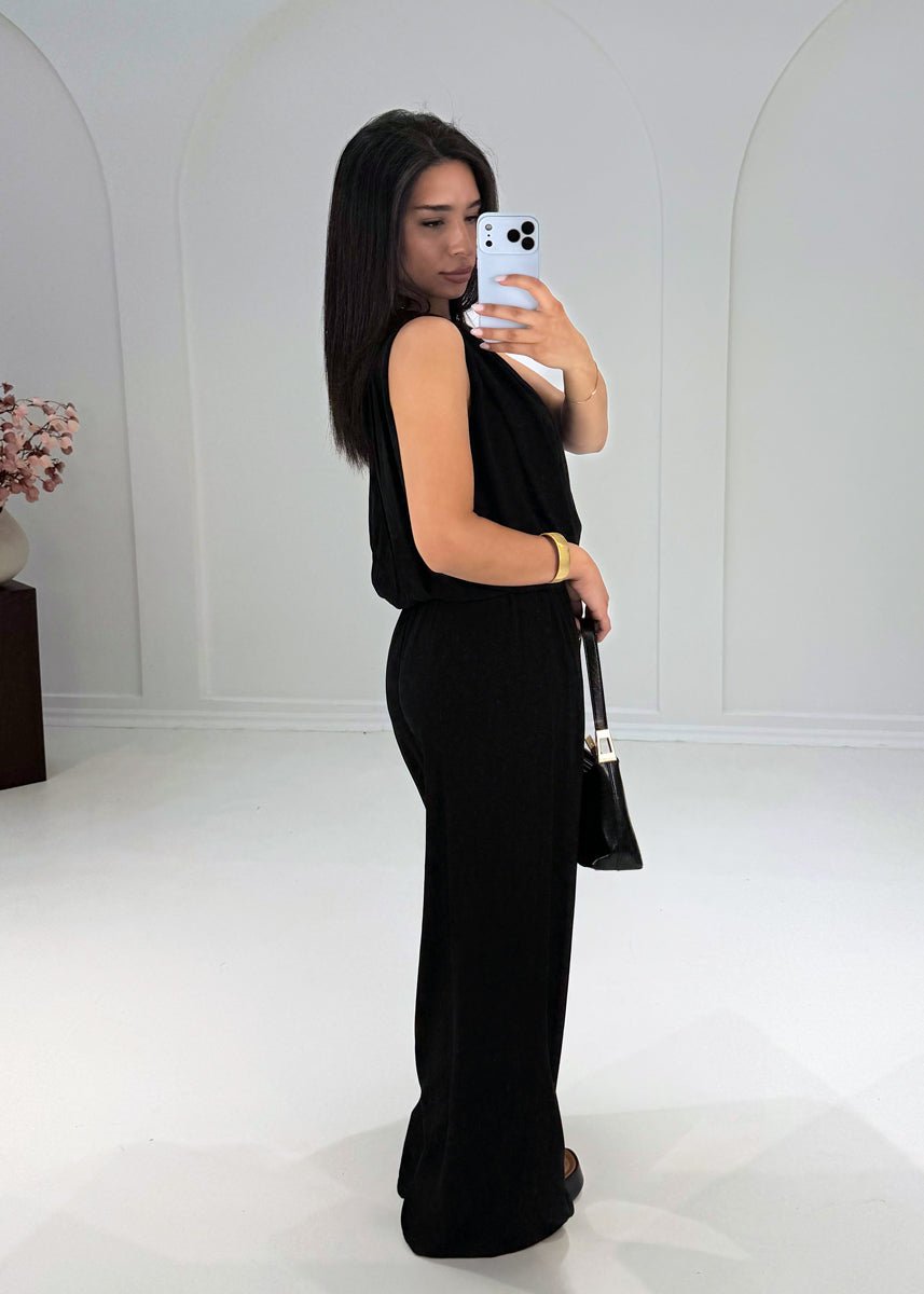 Ärmelloses Zweiteiler Set – Top & weite Hose Schwarz - NAHA