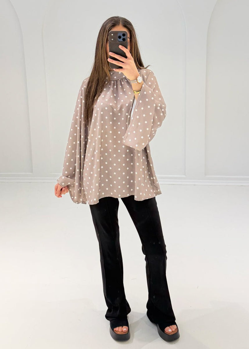 Bluse mit Punkten & weiten Ärmeln - NAHA