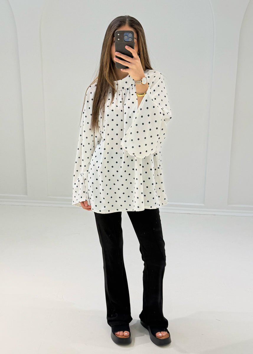 Bluse mit Punkten & weiten Ärmeln - NAHA