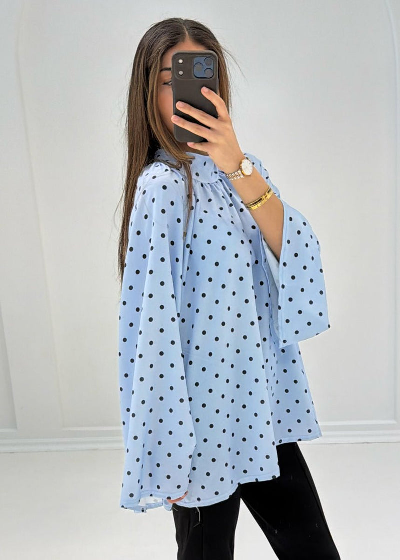 Bluse mit Punkten & weiten Ärmeln - NAHA