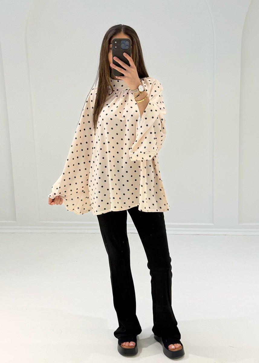 Bluse mit Punkten & weiten Ärmeln - NAHA