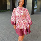 Blusenkleid mit Floralprint & Gürtel Lila - NAHA