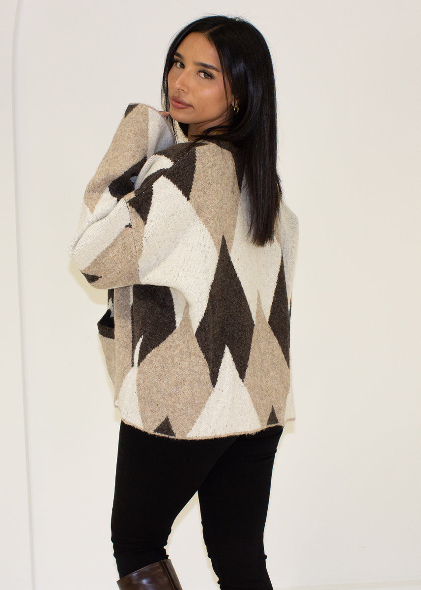 Cardigan mit Muster & Knopfleiste