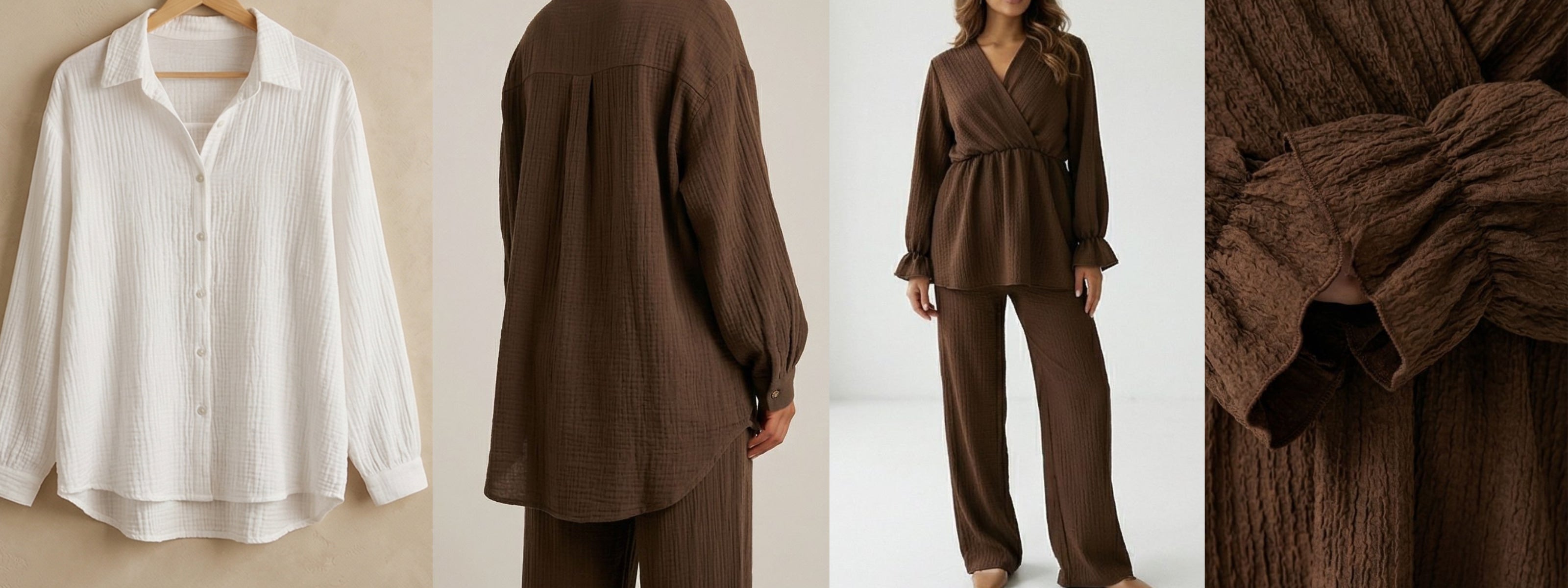 Damen Outfit mit verschiedenen Kleidungsstücken in lockerem Look