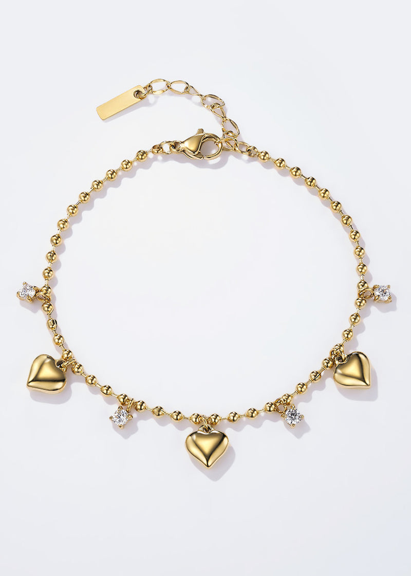 Armband mit Herz Anhängern & Perlenkette