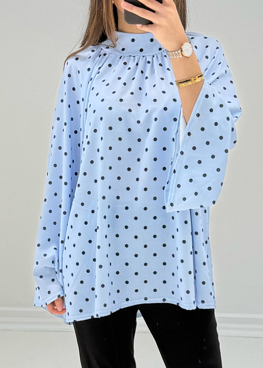Bluse mit Punkten & weiten Ärmeln