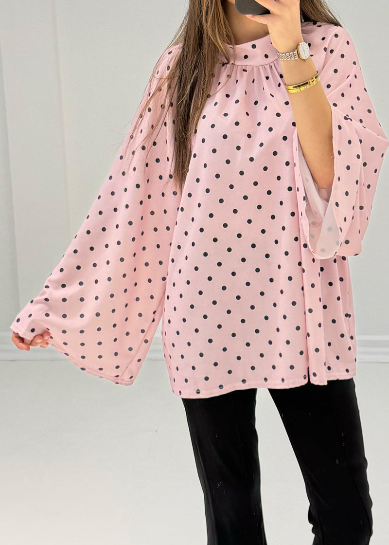 Bluse mit Punkten & weiten Ärmeln