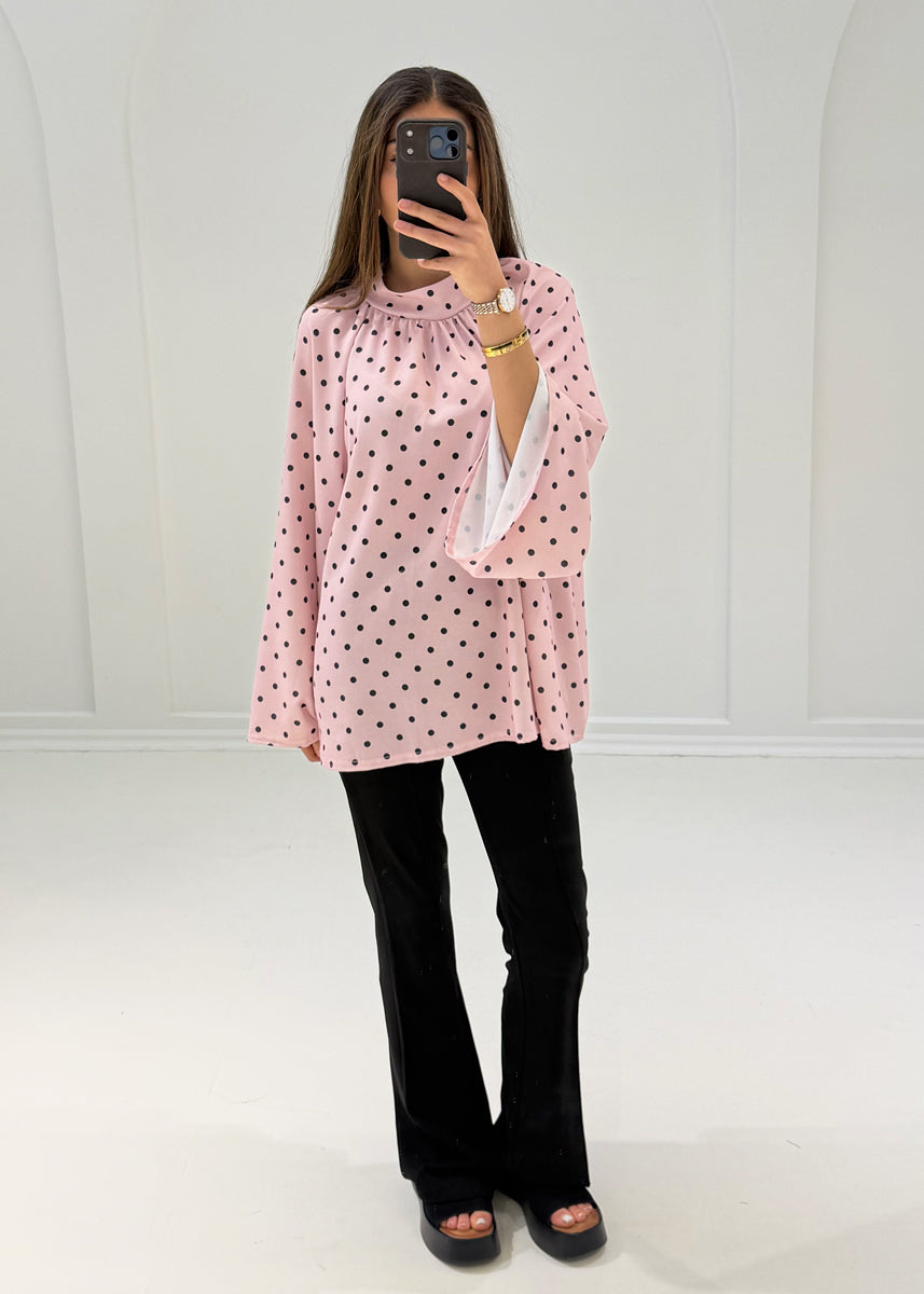 Bluse mit Punkten & weiten Ärmeln
