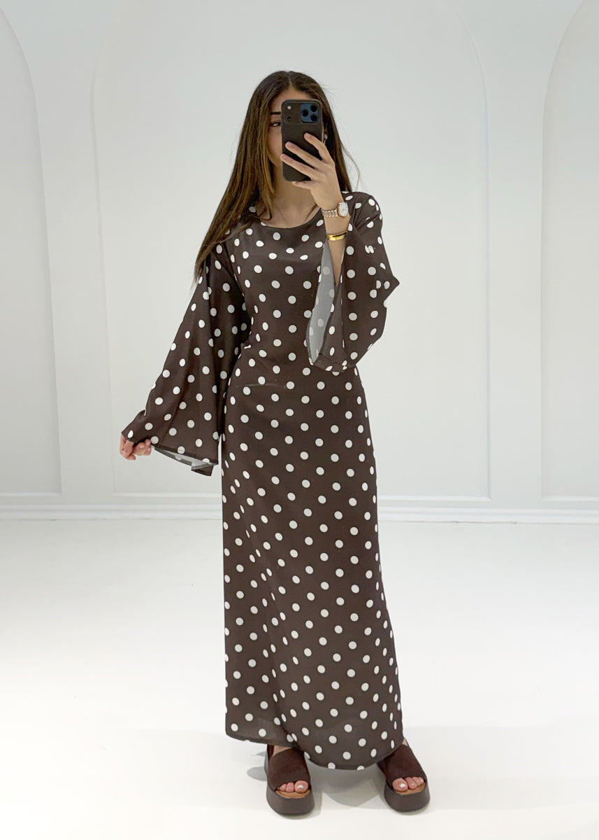 Maxikleid mit Punkteprint & Bindeband