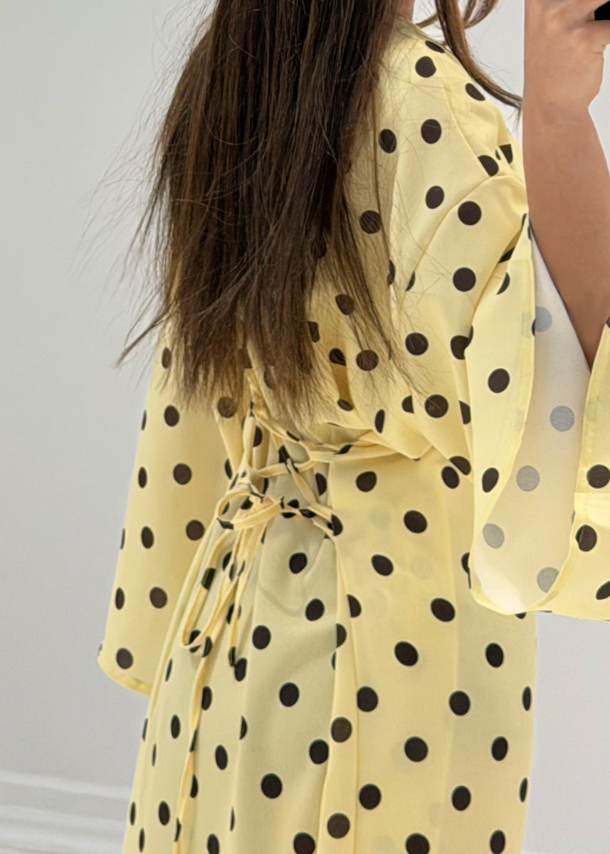 Maxikleid mit Punkteprint & Bindeband