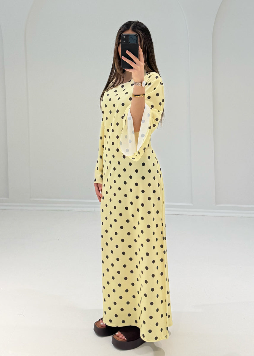 Maxikleid mit Punkteprint & Bindeband
