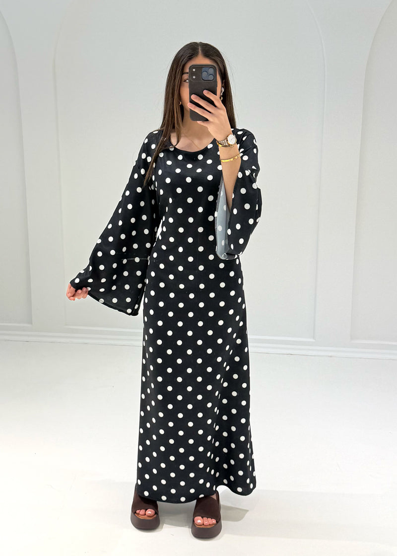 Maxikleid mit Punkteprint & Bindeband