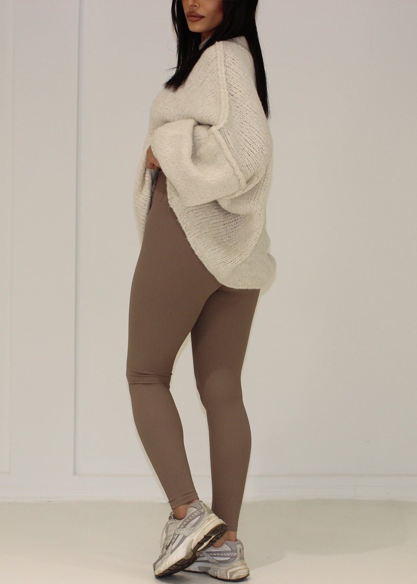 Gerippte Leggings mit hohem Bund - NAHA