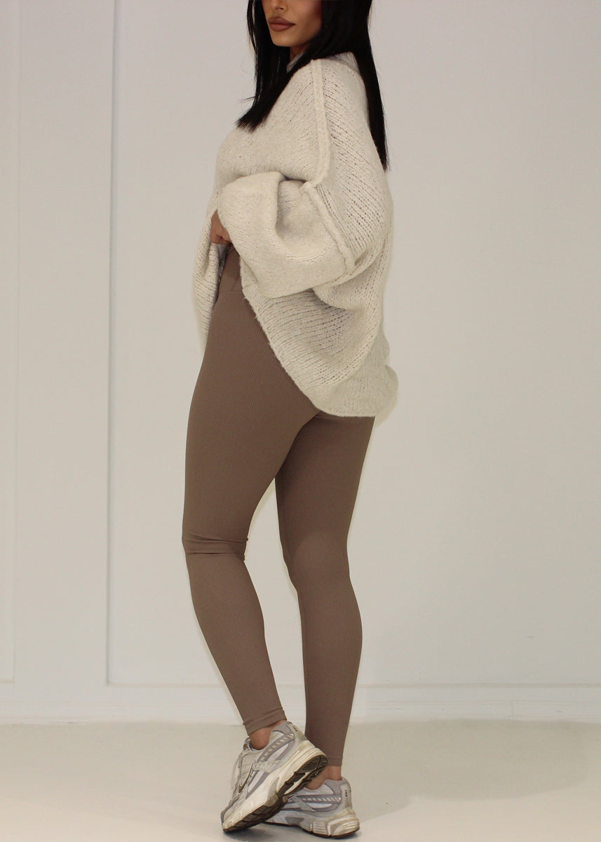 Gerippte Leggings mit hohem Bund