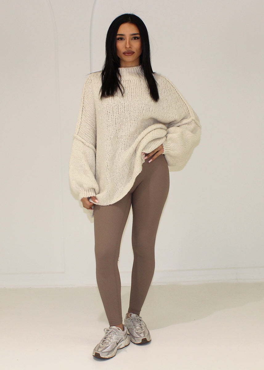 Gerippte Leggings mit hohem Bund