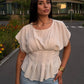 Gestreifte Bluse mit Taillierung Beige - NAHA