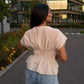 Gestreifte Bluse mit Taillierung Beige - NAHA