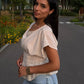 Gestreifte Bluse mit Taillierung Beige - NAHA