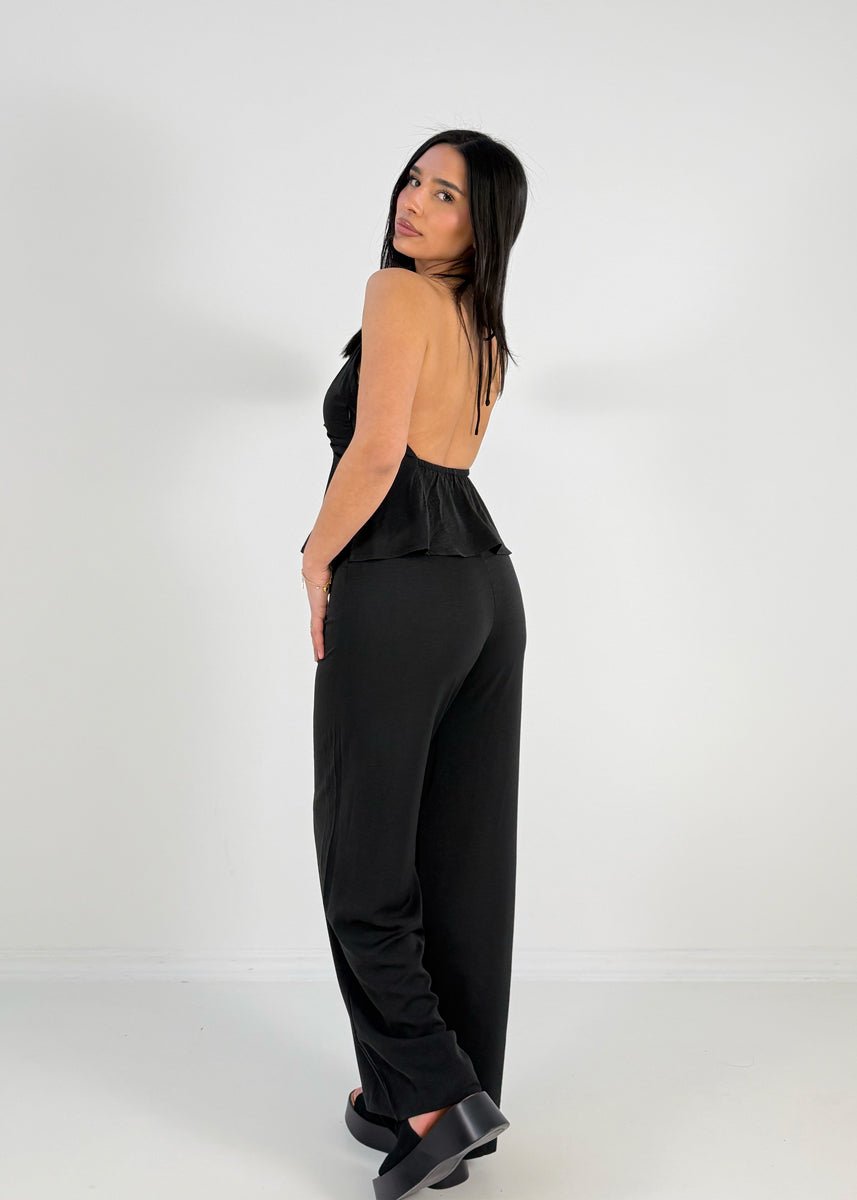 Halterneck Jumpsuit mit weitem Bein - NAHA