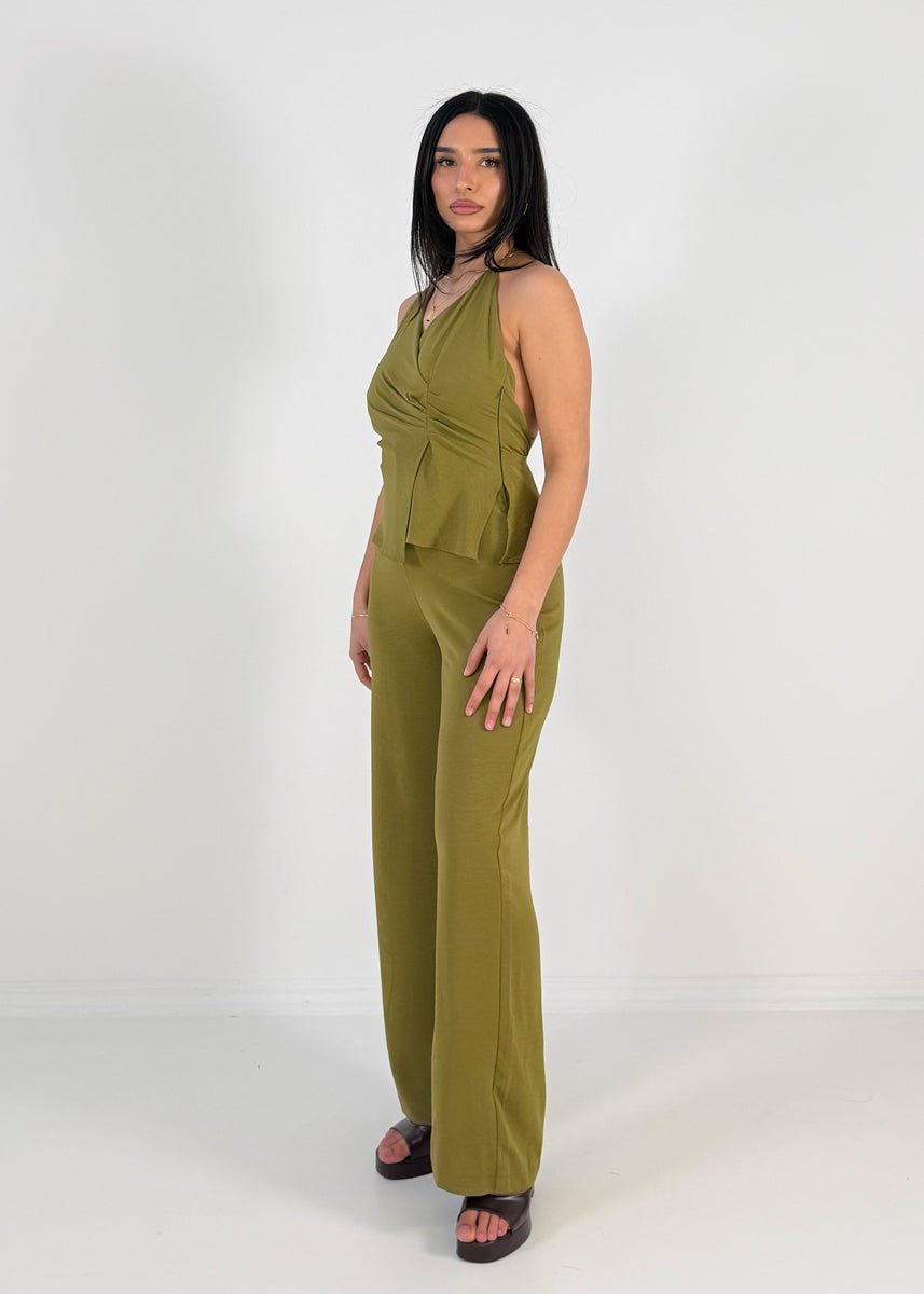 Halterneck Jumpsuit mit weitem Bein - NAHA