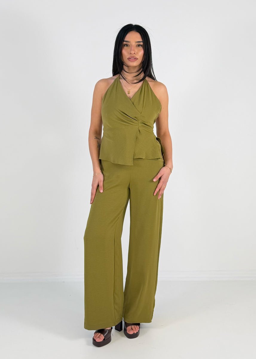 Halterneck Jumpsuit mit weitem Bein - NAHA