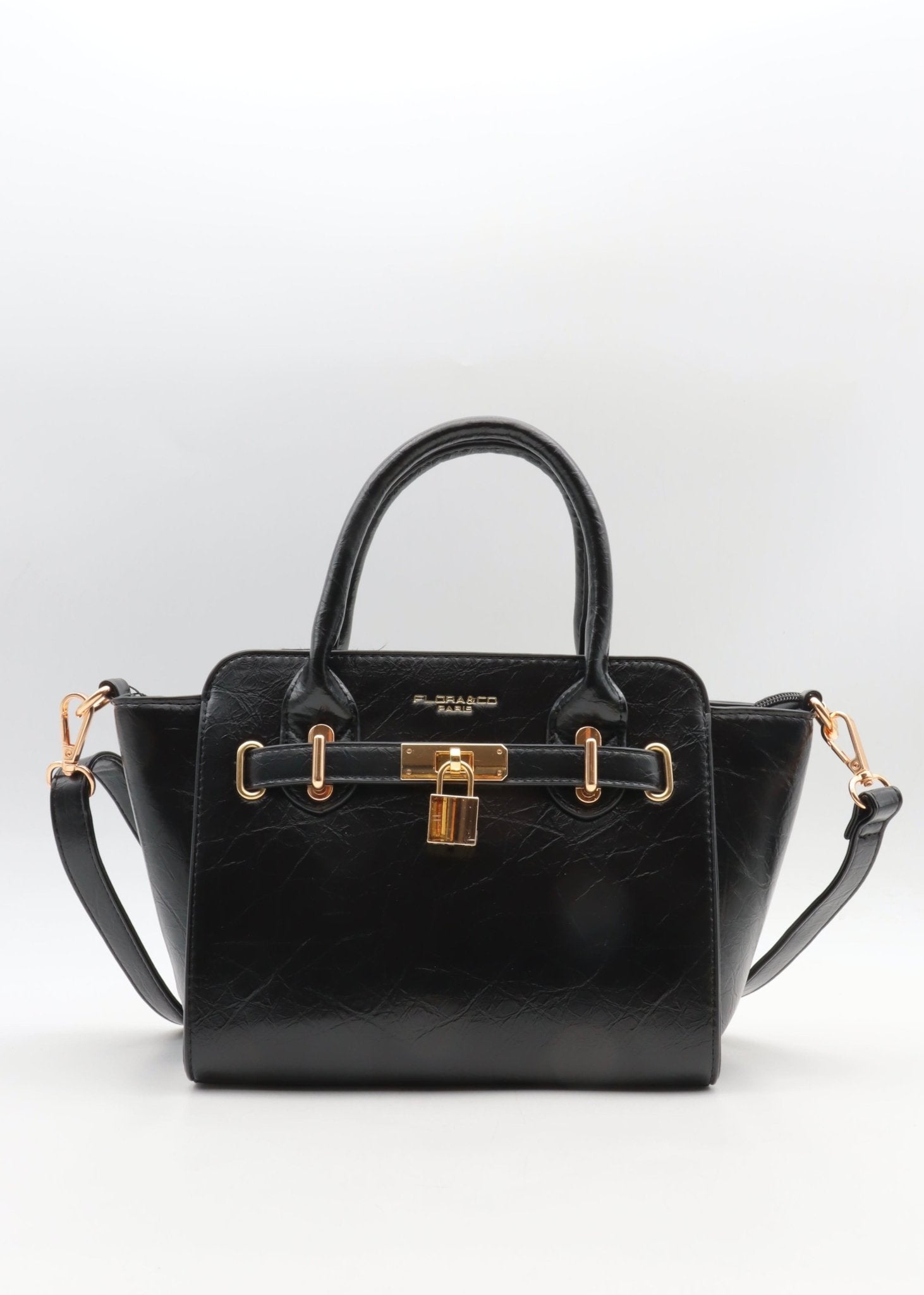 Handtasche Schwarz mit Gold-Details & Schloss - NAHA