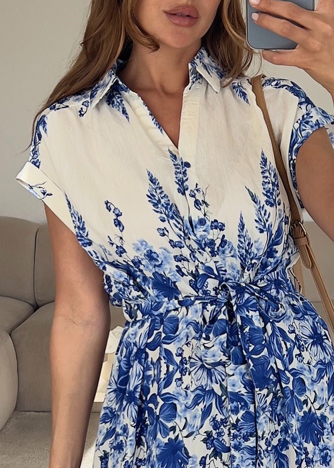 Hemdblusenkleid mit floralem Print - NAHA