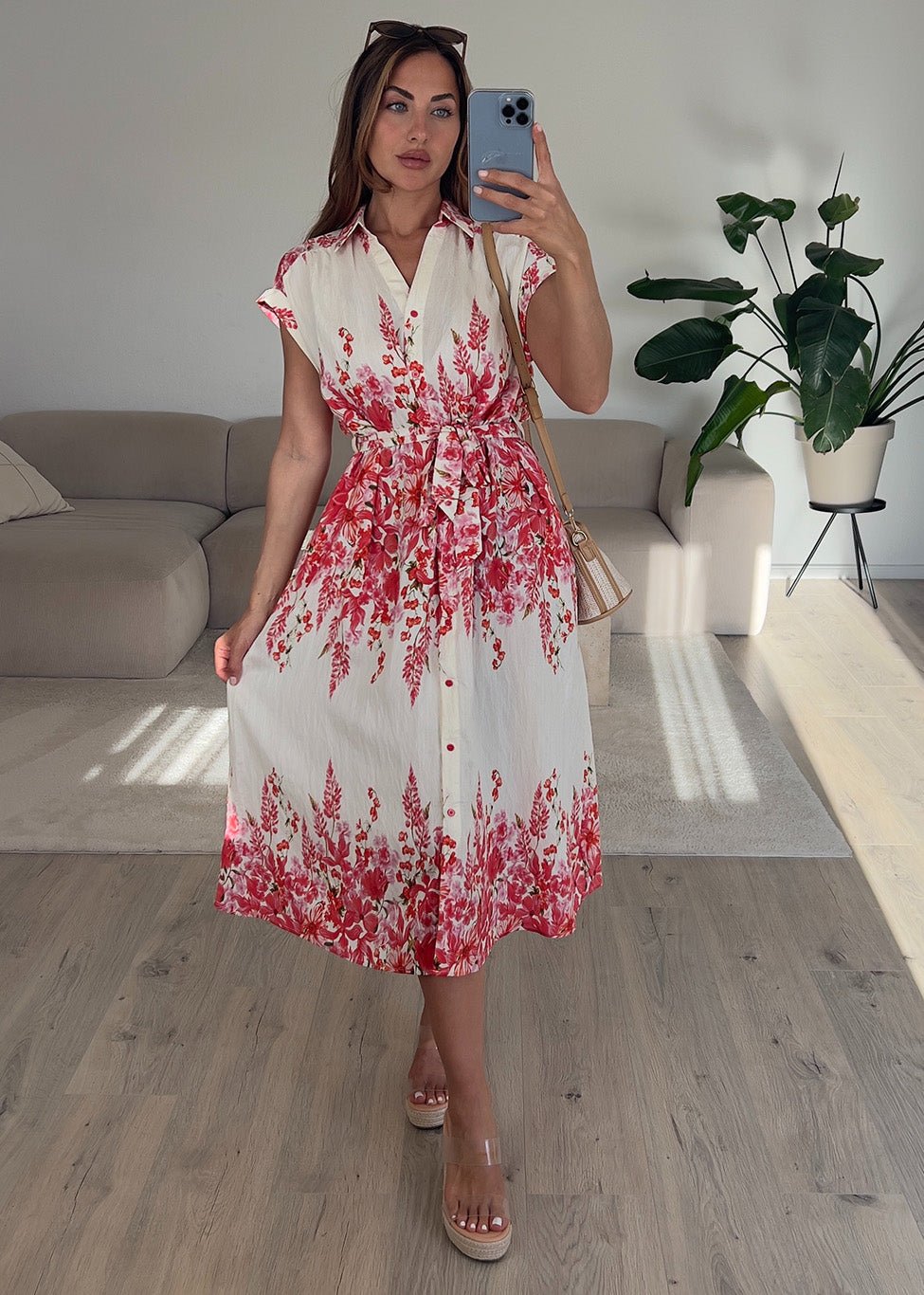Hemdblusenkleid mit floralem Print - NAHA