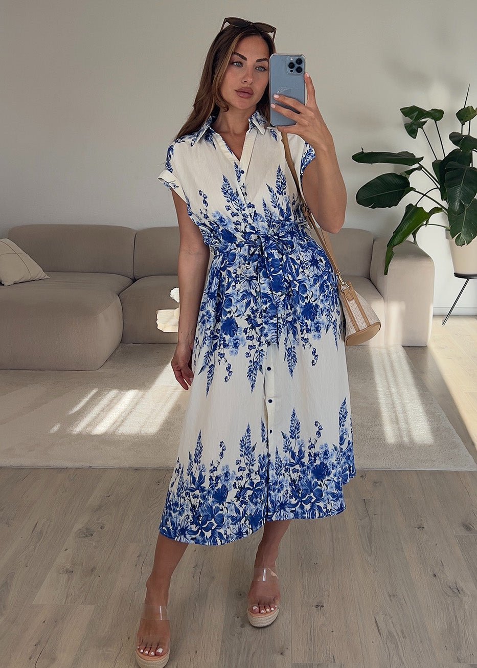 Hemdblusenkleid mit floralem Print - NAHA