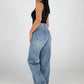 Jeans mit weitem Bein und hoher Taille - NAHA