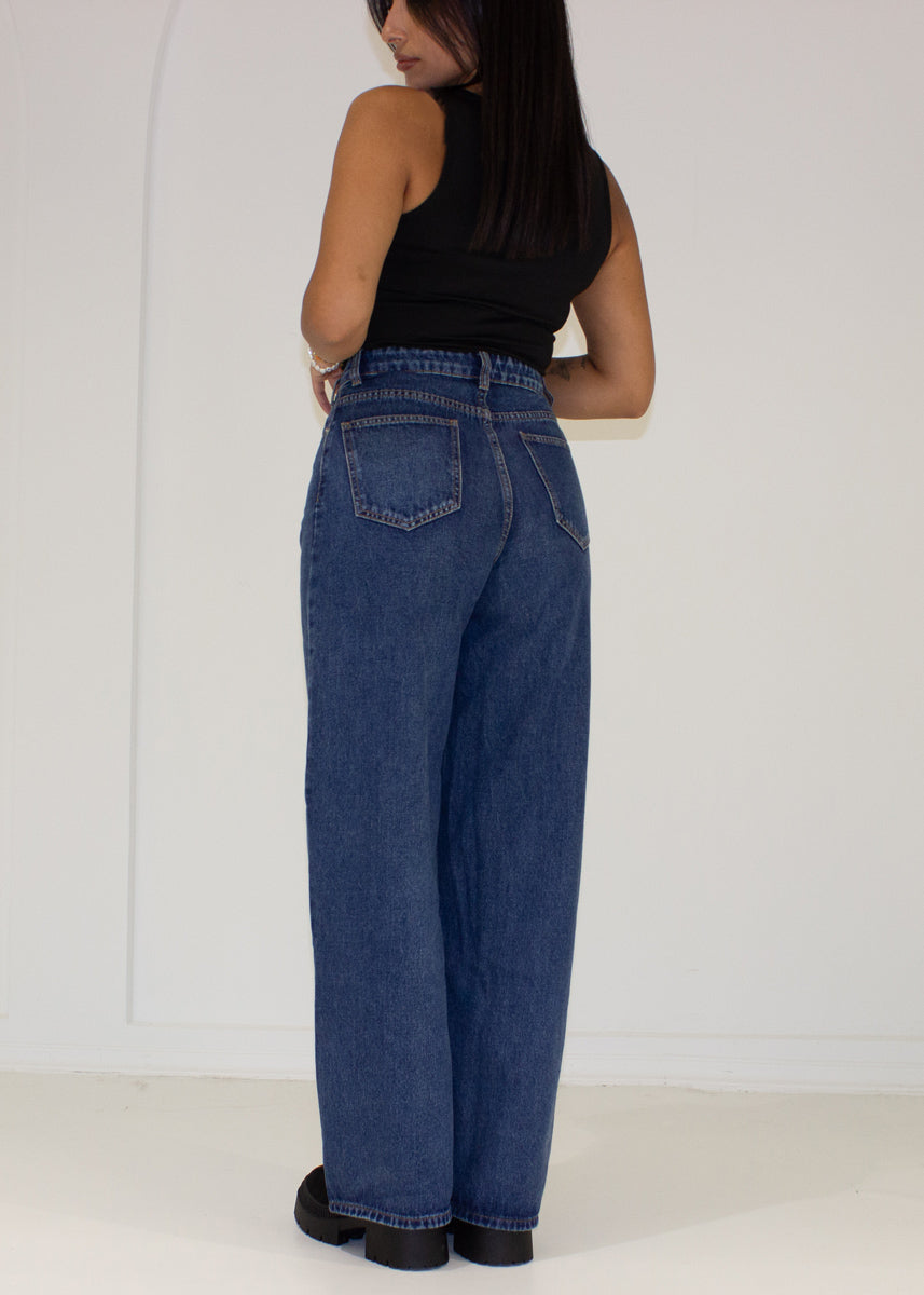 Jeanshose High Waist mit weitem Bein