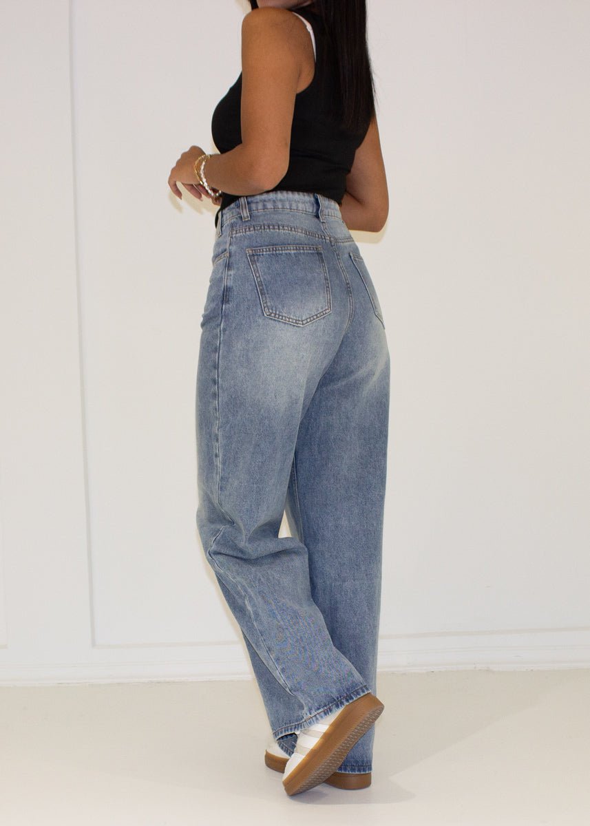 Jeanshose High Waist mit weitem Bein - NAHA