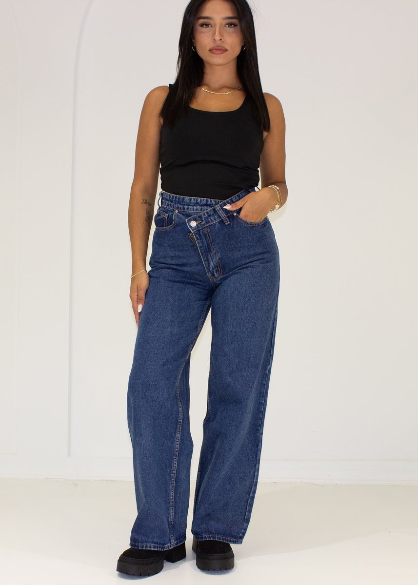 Jeanshose High Waist mit weitem Bein - NAHA