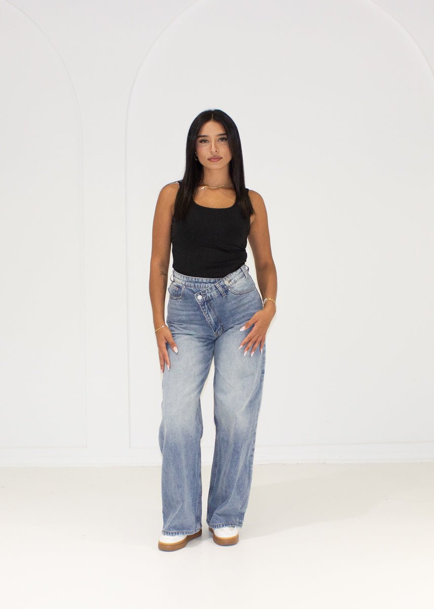 Jeanshose High Waist mit weitem Bein - NAHA