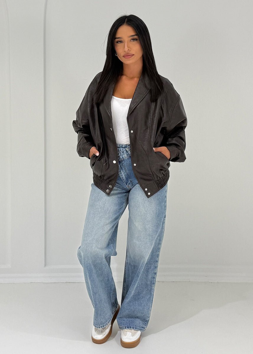 Kunstlederjacke mit Druckknöpfen & Taschen - NAHA