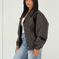 Kunstlederjacke mit Druckknöpfen & Taschen - NAHA