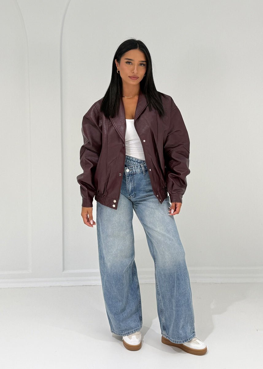 Kunstlederjacke mit Druckknöpfen & Taschen - NAHA
