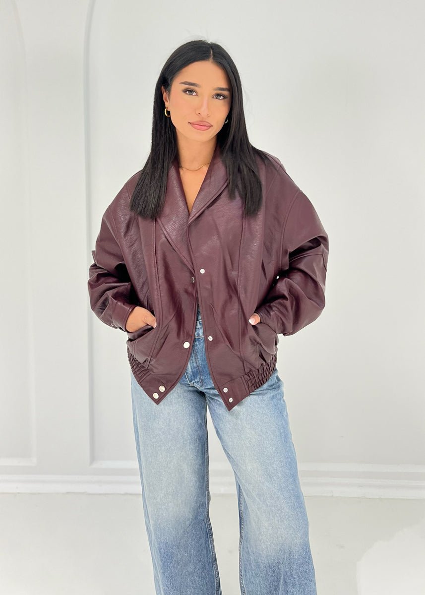 Kunstlederjacke mit Druckknöpfen & Taschen - NAHA